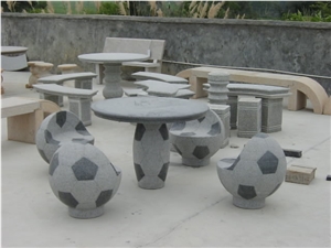 Football Design Granite Table& Chairs, Garden Landscaping Granite Furniture, G603 Grey Granite Table