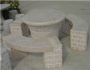 G682 Granite Table Bench for Garden,Granite Furniture, G682 Sunset Gold Yellow Granite Bench
