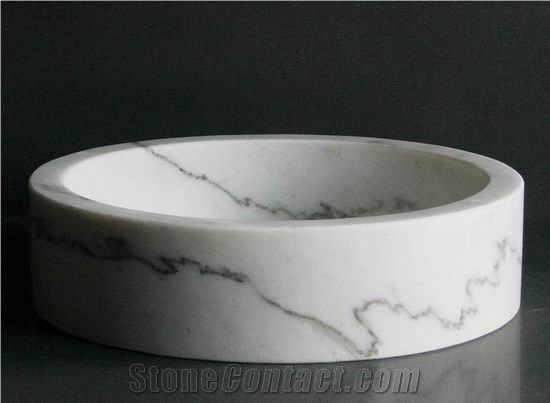 Guangxi White Marble Sink, White Veins Marble Basin