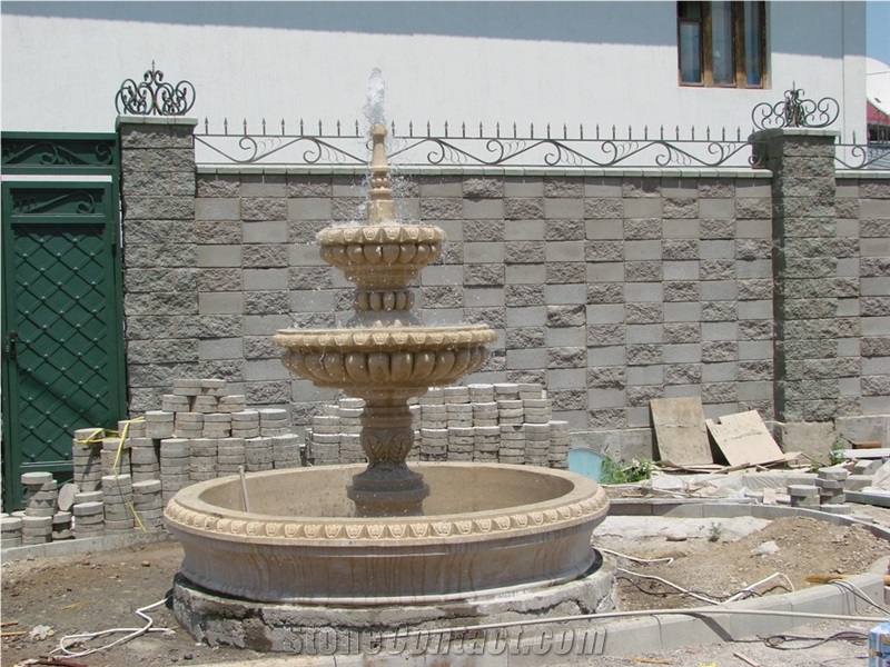 Outdoor Fountain, Yellow Granite Fountain