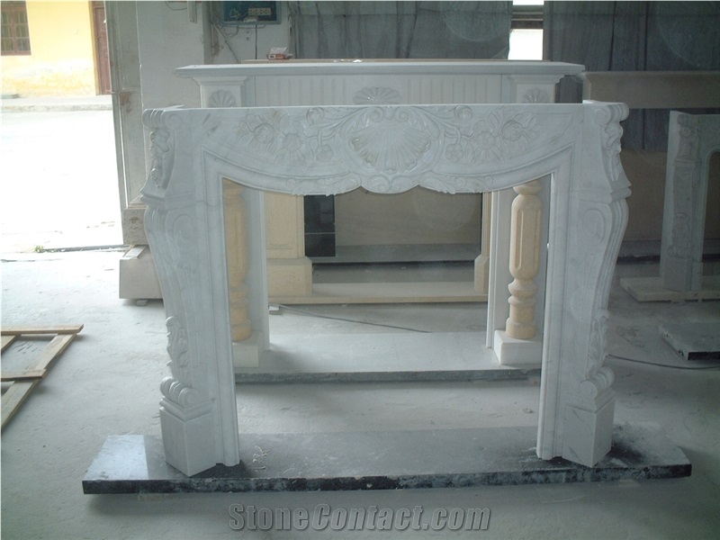 White Marble Fireplace, Interior Decorating Fireplaces