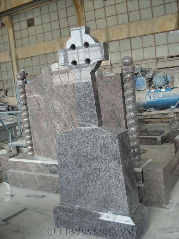 Orion Blue Granite Headstone, Blue Granite Cross Tombstone