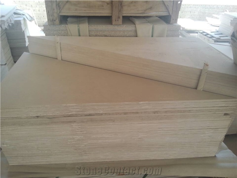 Gohare Iran Beige Limestone Tiles, Triangle Tiles, Cut to Size in Stock