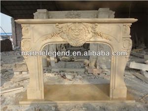 High Quality Indoor Marble Fireplace, Natural Beige Marble Fireplace