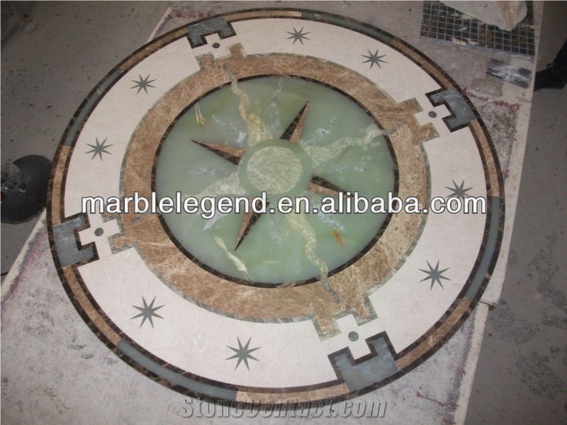 Rectangle Marble Floor Medallions Patterns, Natural Marble Floor Medallions