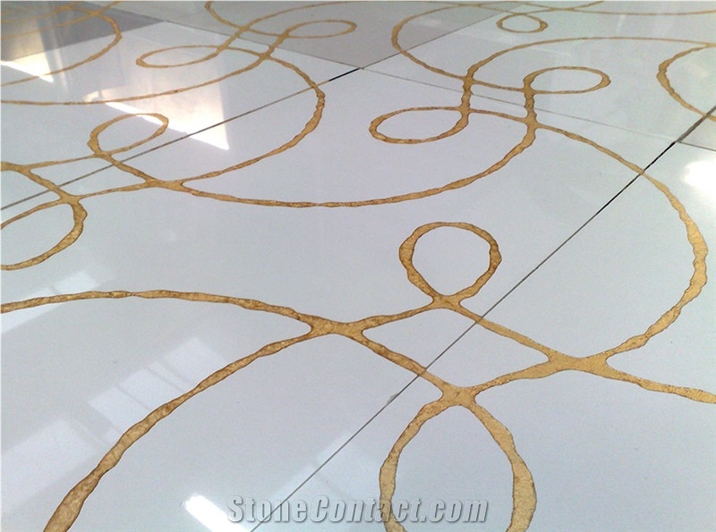 Bianco Carrara Marble Inlayed Floor, Special Design