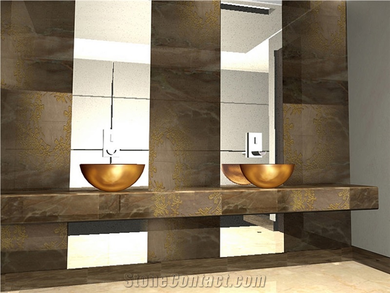 Gaudi Brown Marble Hotel Bathroom Top