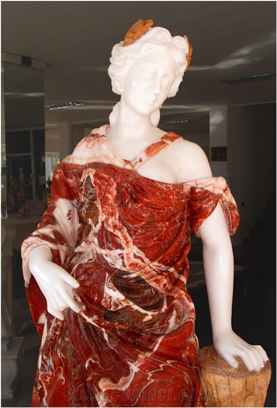 Rosso Diaspro Marble Sculptures, Rosso Diaspro Red Marble Sculptures