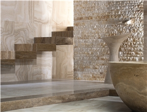 Travertino Toscano Noce Stairs, Steps, Travertino Toscano Noce Brown Travertine Stairs