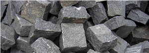 Pitched-sawn Cut Granite Cobble Stone, G654 Black Granite Cobble Stone