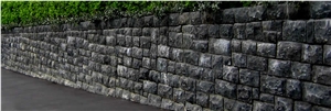 Split Black Andesite Garden Wall, Leith Andesite
