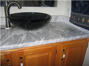 Nouvelle Grey Marble Bathroom Top, Absolute Black Granite Vessel Sink
