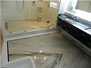 Paonazetto Bianco Marble Bathroom Flooring Slabs & Tiles, Italy White Marble