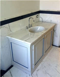 Statuario Carrara Marble Bathroom Vanity Top, Statuario Carrara White Marble Bathroom Vanity Top