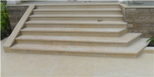Piedra Muneca Limestone Deck Stairs, Piedra Muneca Beige Limestone Deck Stairs