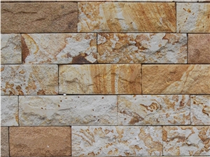 Mandras Sandstone Split Face Wall Tiles, Greece Beige Sandstone