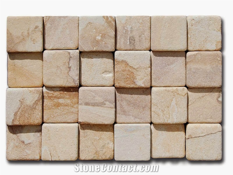 Mandras Sandstone Tumbled 3d Mosaic Wall Tiles