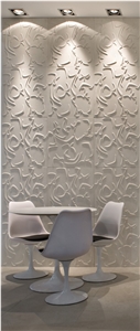 White Dolit Marble Cnc Carved Curve Design Wall Panels