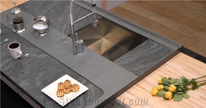 Brazil Grey Slate Kitchen Countertop