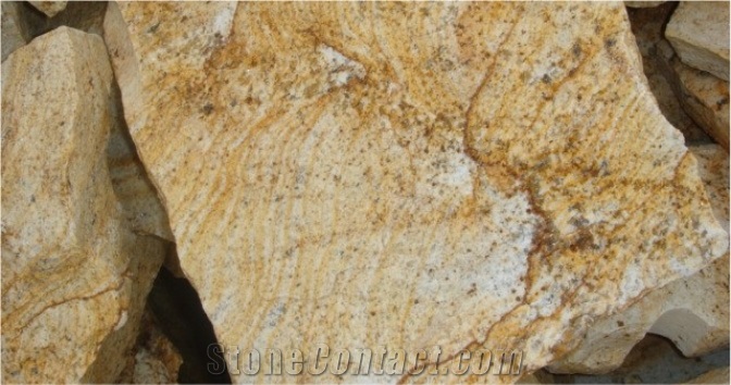 Miracema Gneiss Natural Wall Tiles, Brazil Yellow Gneiss