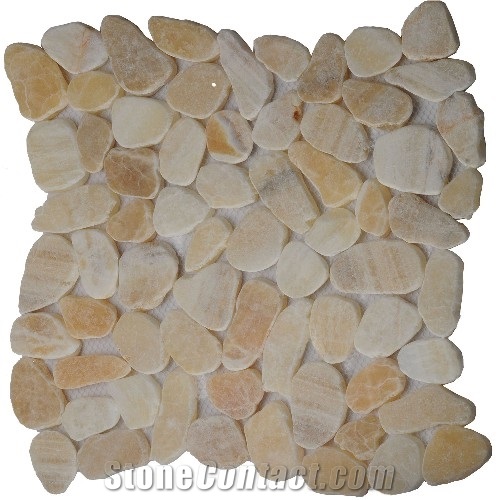 China Honey Onyx Sliced Pebbles Mosaic From Macau Stonecontact China Honey Onyx Sliced Pebbles Mosaic