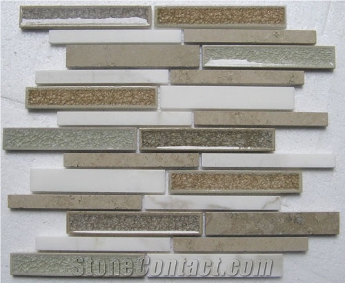 Crackled Linear Glass Mosaics with Marble