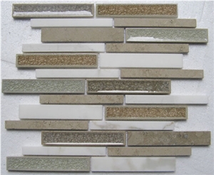 Crackled Linear Glass Mosaics with Marble