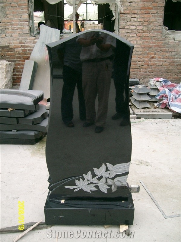Carving Shaped Tombstone, Shanxi Black Granite