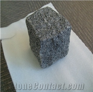 G399 Black Granite Cobble Stone, Split Flamed