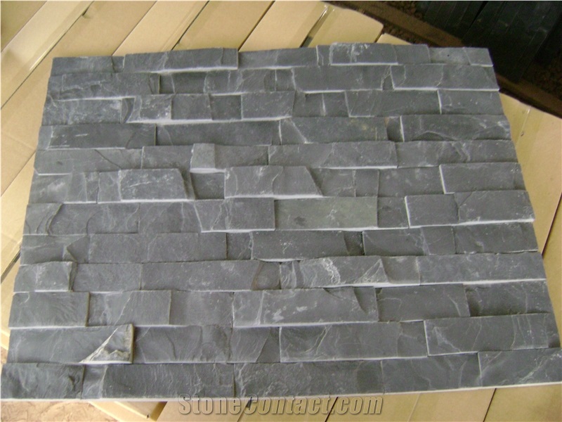 P018 Black Flat Culture Slate, Ledge Stone