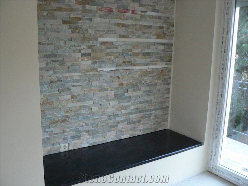 Green Quartzite Stacked Wall Panel