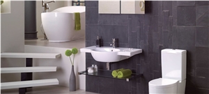 Preta Ardosia Slate Bathroom Wall Tiles, Brazil Black Slate