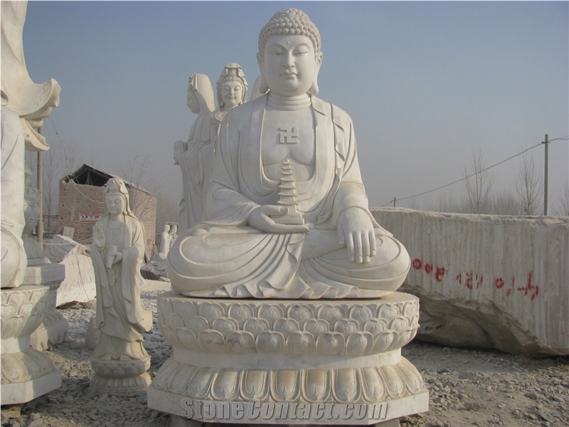 China Grey Granite Religious Sculpture, Buddha Statue