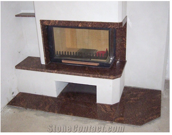 Juparana California Granite Fireplace Design
