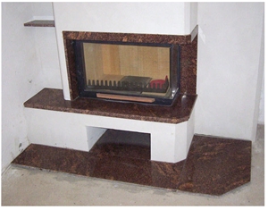 Juparana California Granite Fireplace Design