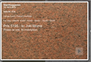 Vanga Red Granite Slant Grave Marker, Vanga Fein Granite Lawn Stone