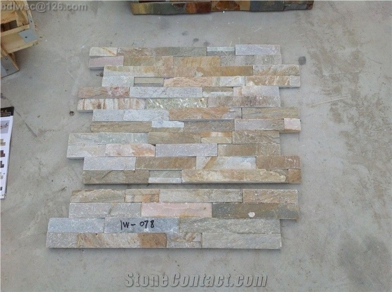 Stone Panel,Ledger Stone,Stone Cladding,Stack Stone, Lw-078 Yellow Quartzite Building & Walling