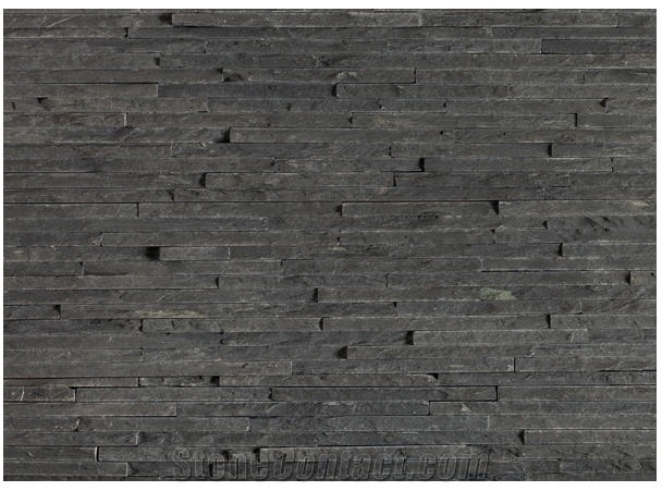 Black Quartzite Slim Line Wall Panel, Black Quartzite Cultured Stone