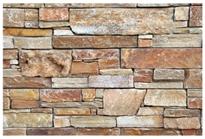 Mediterranean Multicolor Quartzite Stacked Stone Wall Panel
