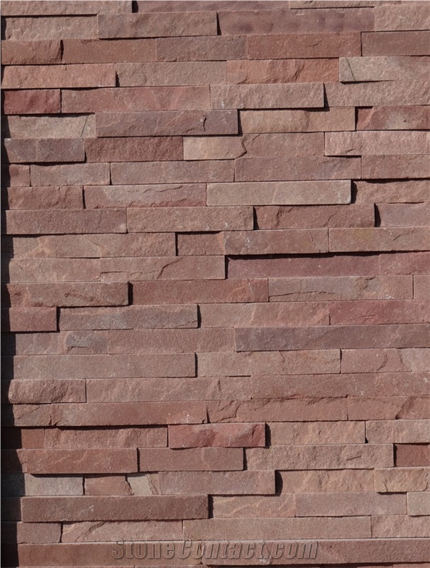 Red Sandstone Stacked Wall Panel