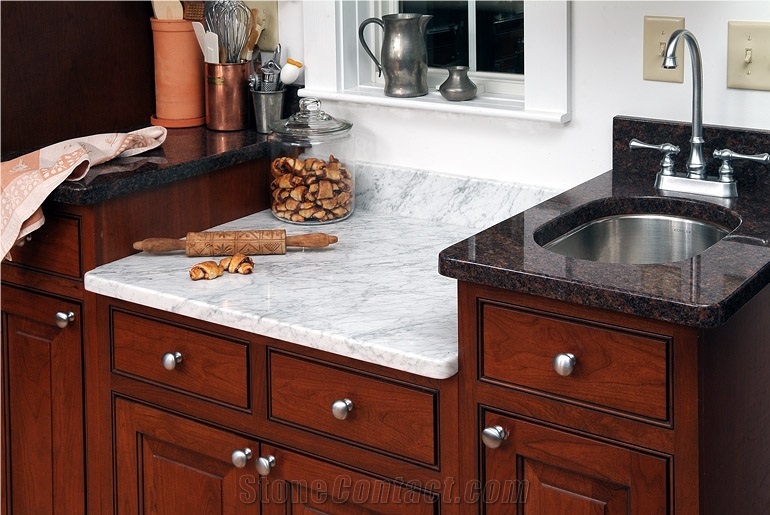 Bianco Carrara Unito C Marble Pastry Center Dakota Crazy Horse