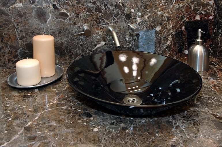 Breche Nouvelle Marble Bathroom Vanity, Vessel Vanity Top