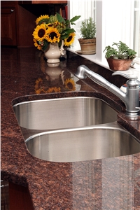 Polished Dakota Mahogany Granite Countertop & Ss Sink