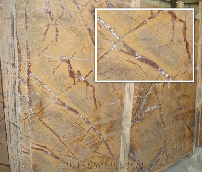 Rain Forest Brown Marble Slabs, India Brown Marble