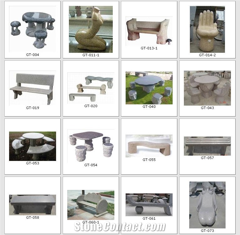 Granite Garden Bench and Table Sets