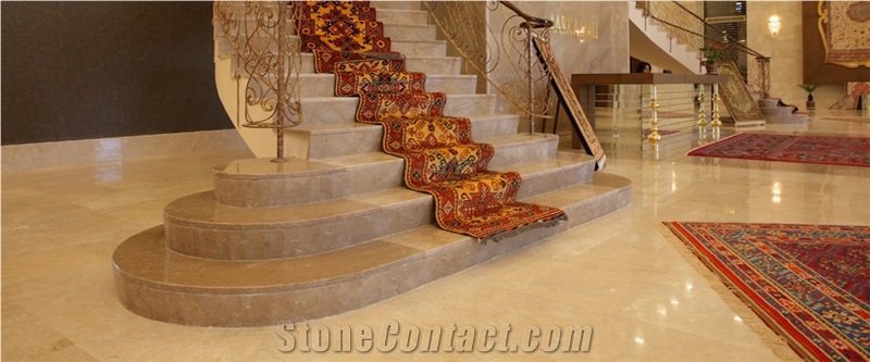 Crema Porto Marble Stairs, Floors