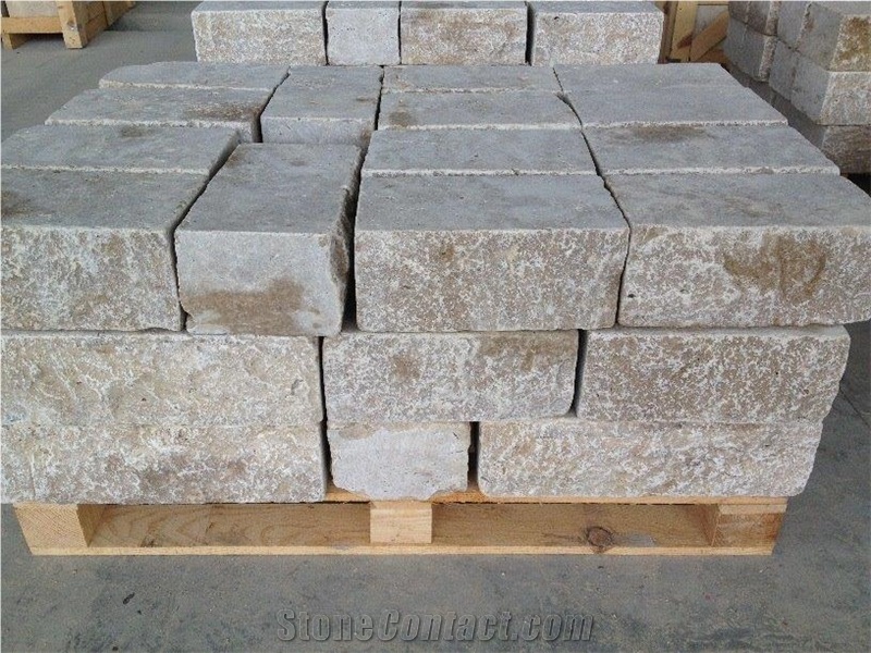Light Cream Travertine Travertine Wallstones Ready Stock Immediate Shipment, Beige Travertine Walling Building Stones
