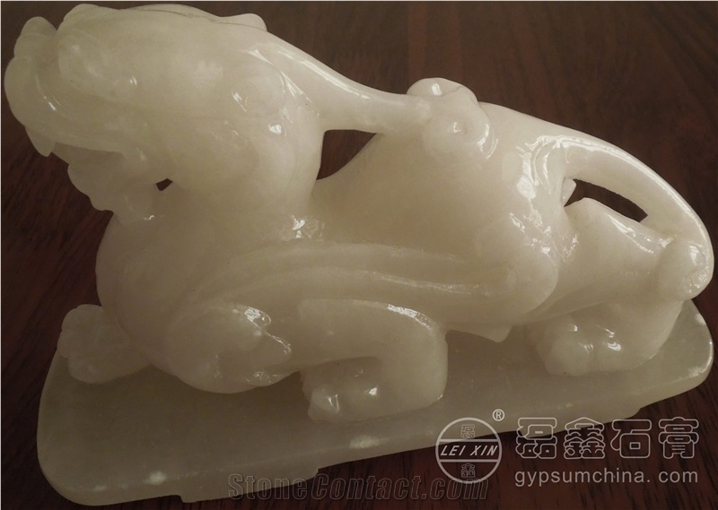 Chinese Traditional Seleniter Sculpturing China Dragon and Brave Troops