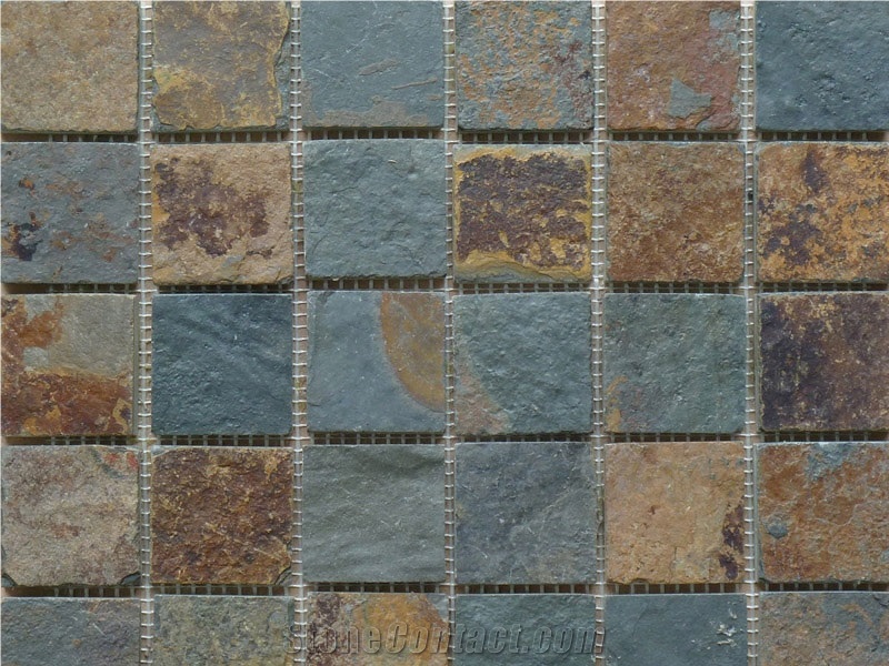 Rust Multicolour Slate Riven Mosaic