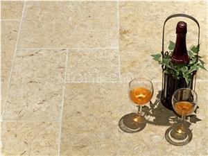 Salem Gold Limestone - Tumbled Opus Romano Pattern Tiles, Turkey Yellow Limestone